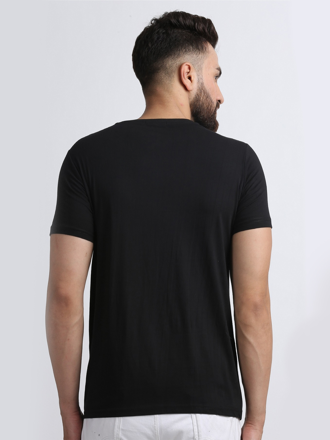 Men Henley Black Regular Fit T-Shirt