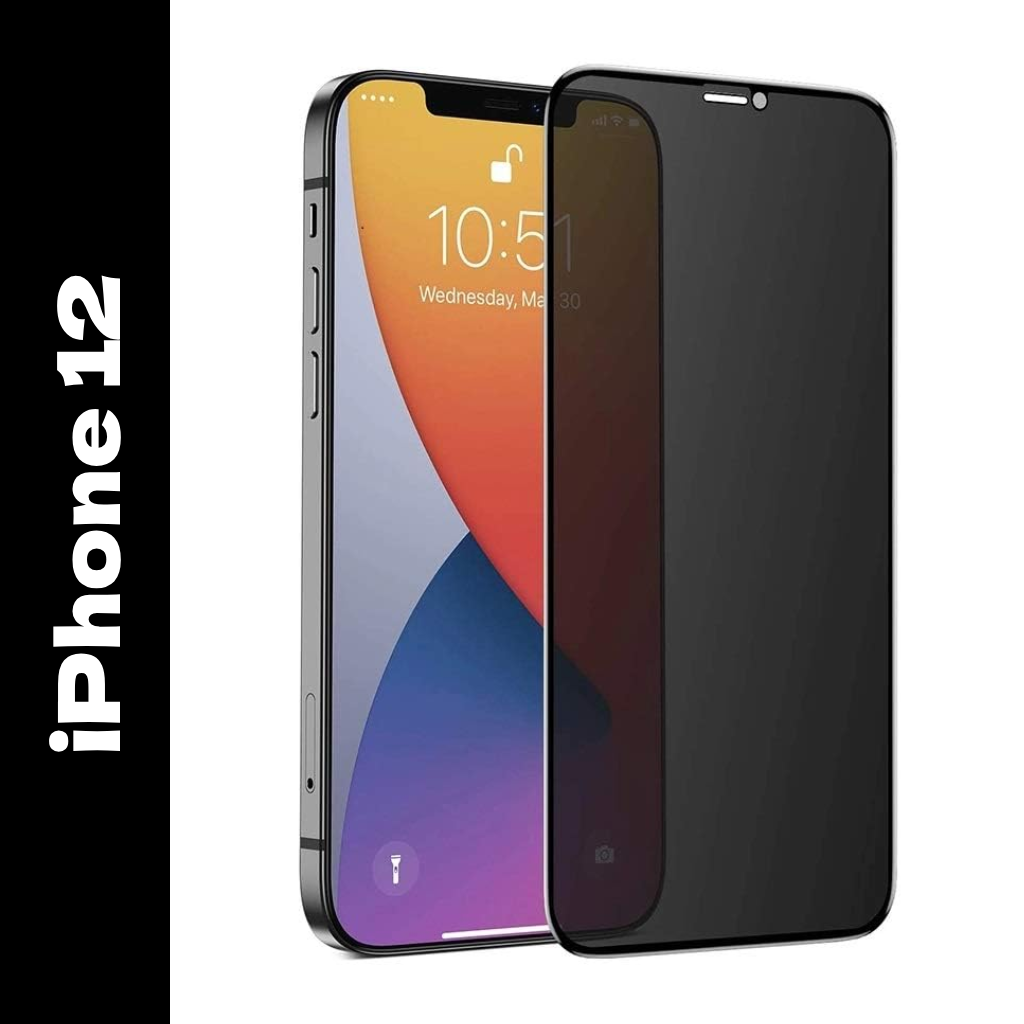 Privacy Tempered Glass Screen Protector for Apple iPhone 12- Anti-Spy | Bubble Free | HD Clear Front View | Scratch Resistant Screen Guard