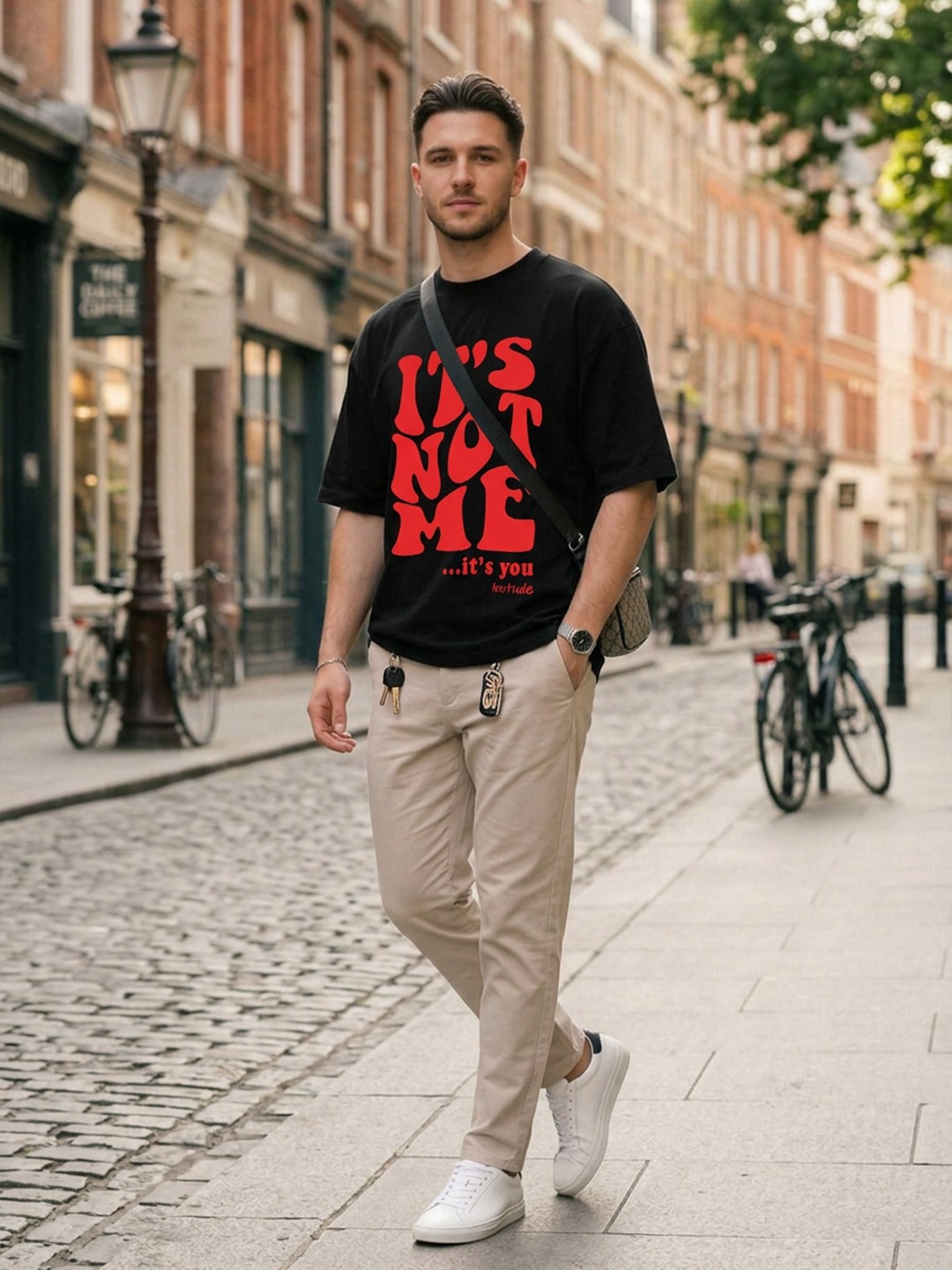 Men ME Black Oversized T-Shirt
