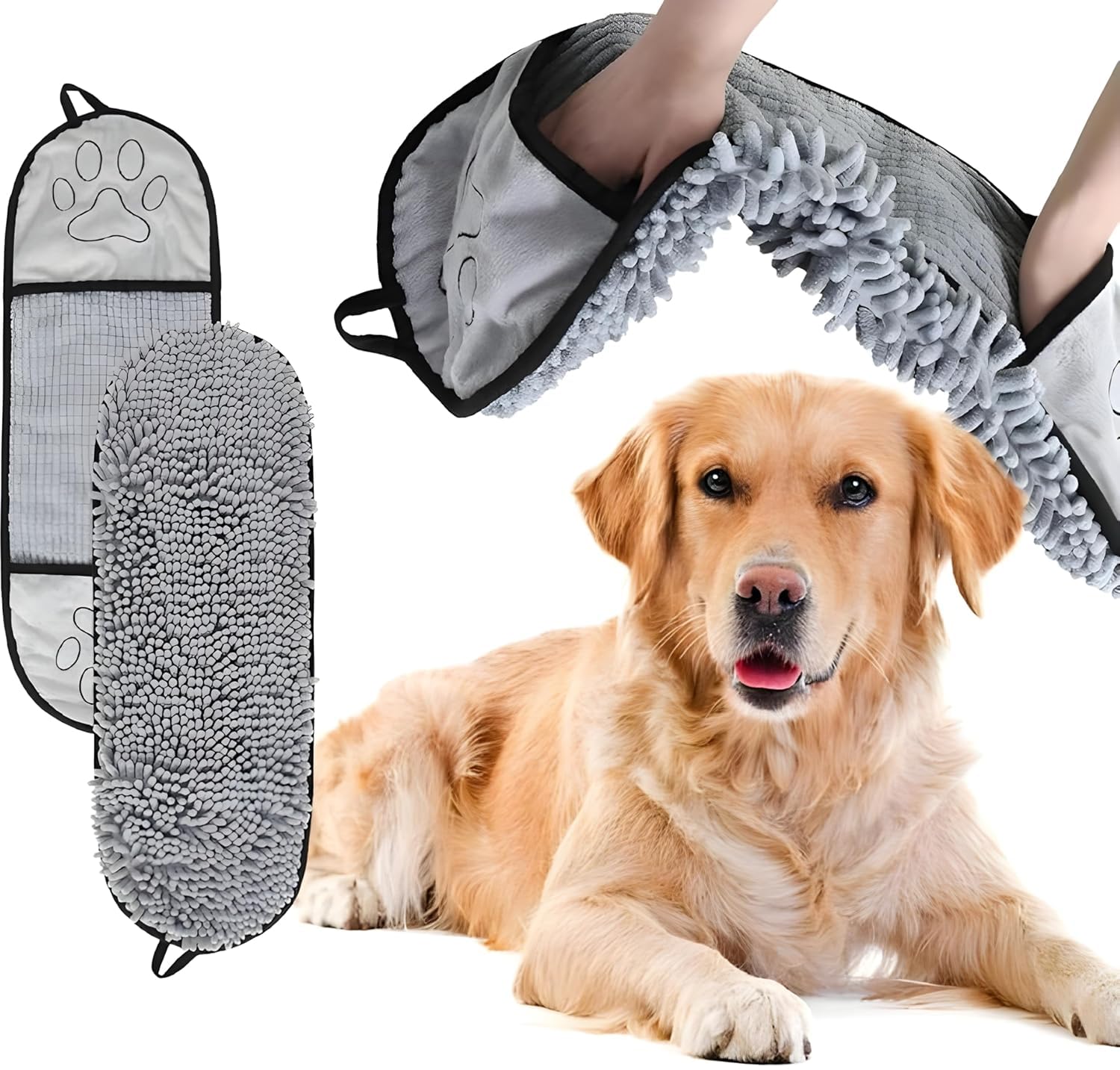 Petwag Microfiber Pet Drying Towel Gloves | Super Absorbent Grooming Mitt for Pets