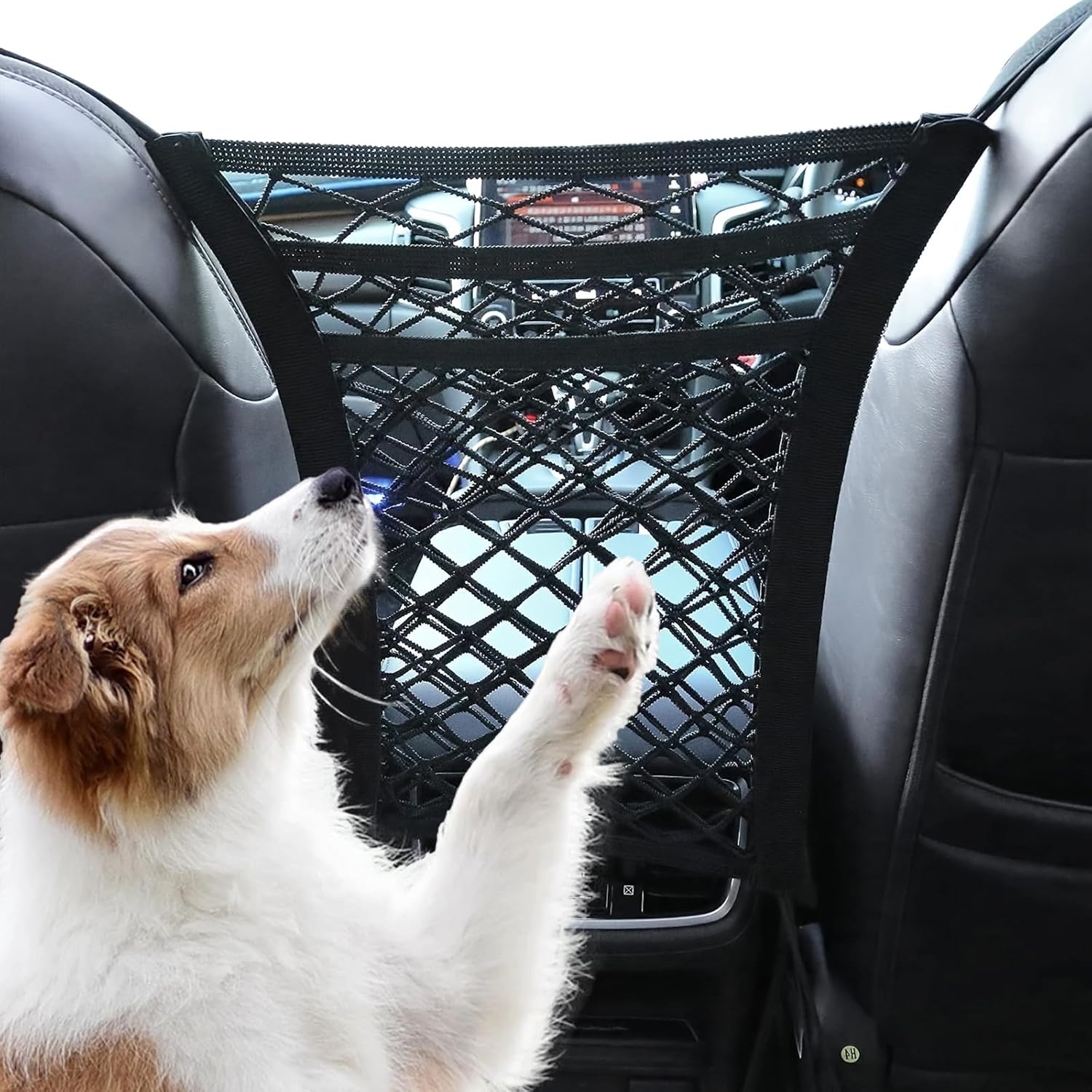 Petwag Pet Car Safety Mesh Barrier | Dog Car Divider with Storage Pocket
