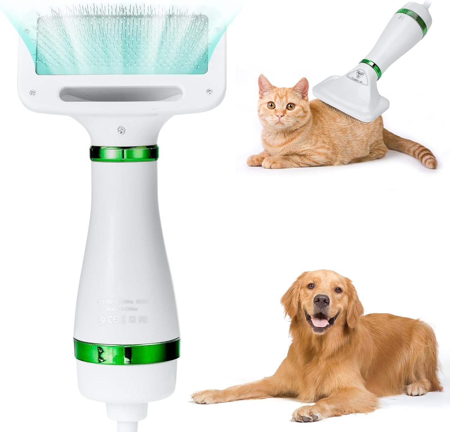 Petwag 2-in-1 Pet Grooming Dryer Brush for Dogs & Cats | Hair Dryer & Slicker Comb