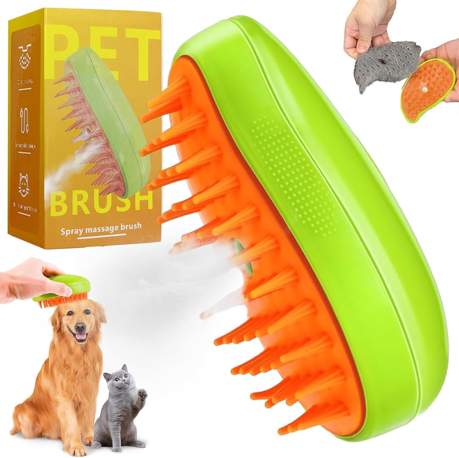 Petwag Steam Grooming Brush for Dogs & Cats (USB Rechargeable)