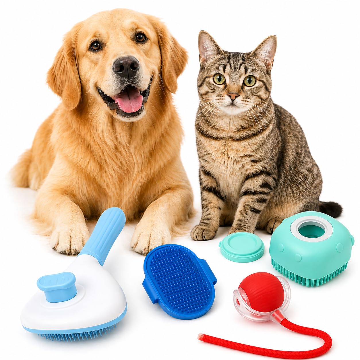 Petwag 4-in-1 Pet Grooming & Play Combo Kit for Dogs & Cats