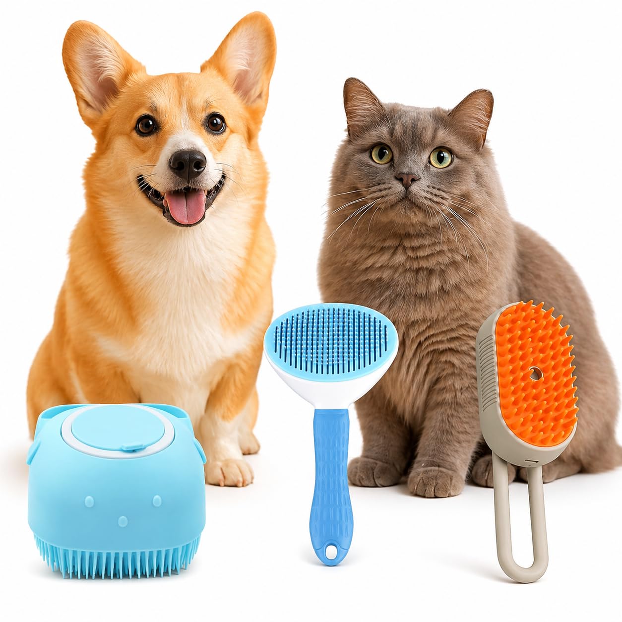Petwag Pet Grooming Brush Set – Bath, Slicker & Steam Brush