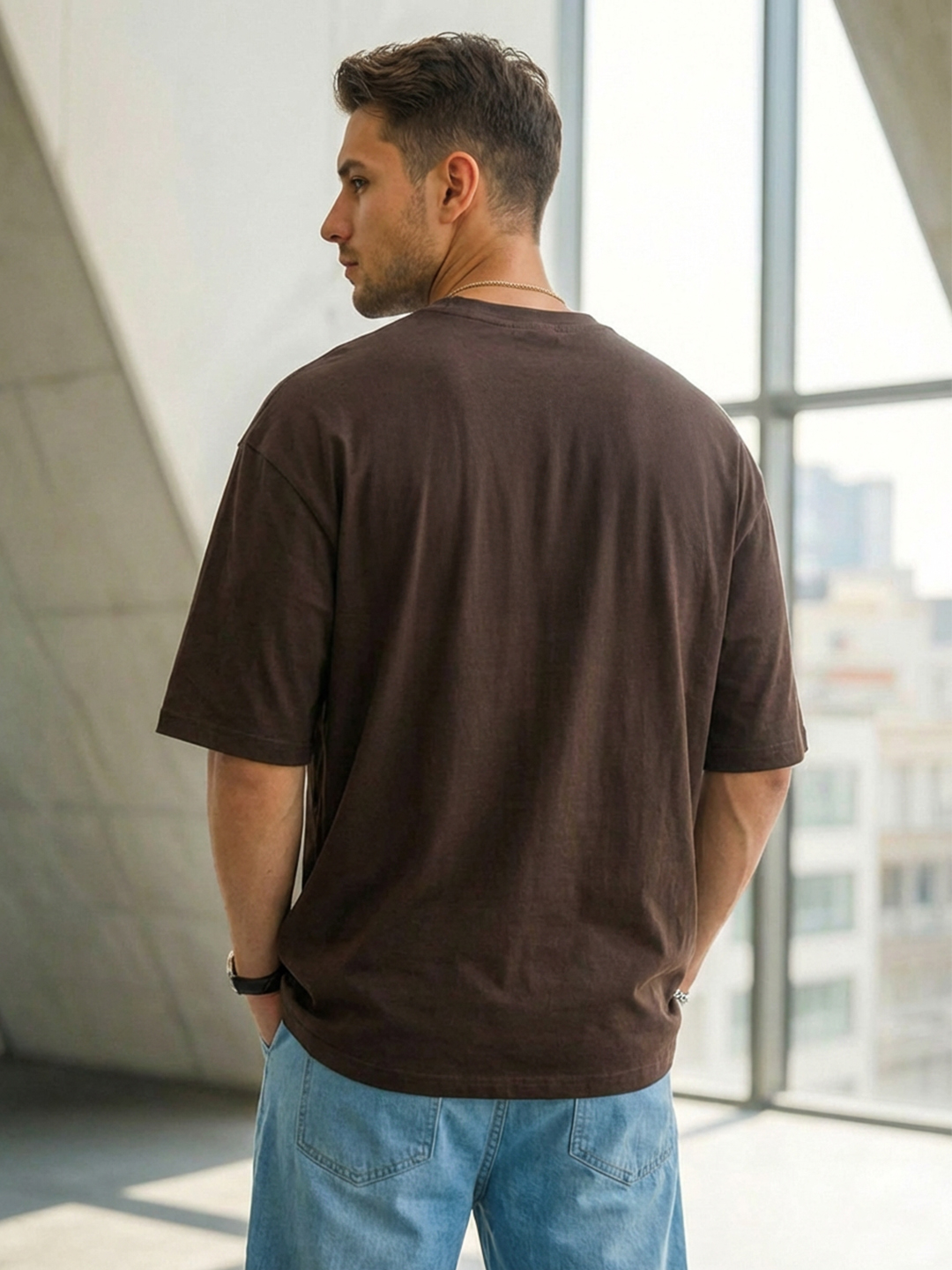 Men Los Angeles Brown Oversized T-Shirt