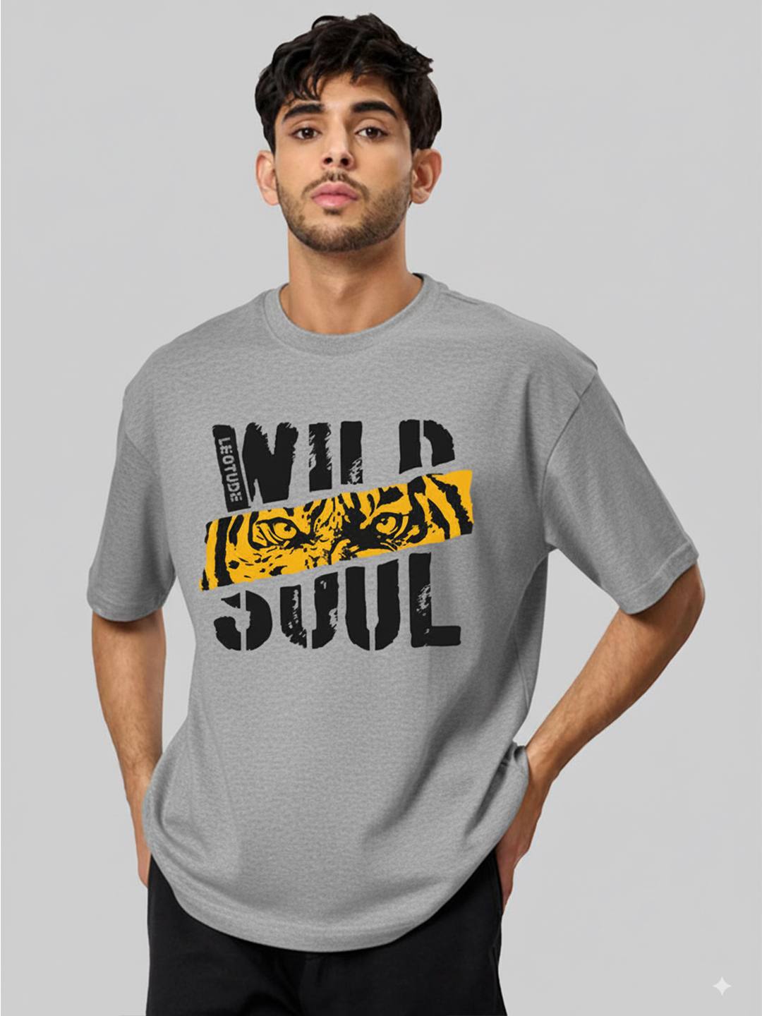 Men Wild Soul Grey Oversized T-Shirt - Leotude Fashion
