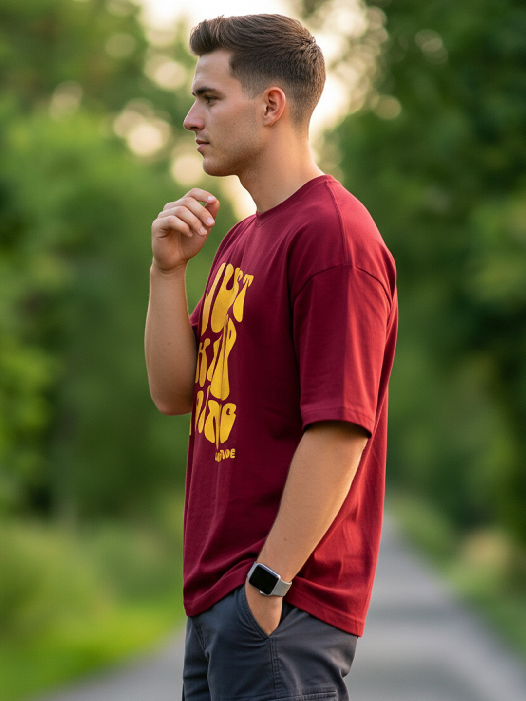 Men Going Maroon Oversized T-Shirt