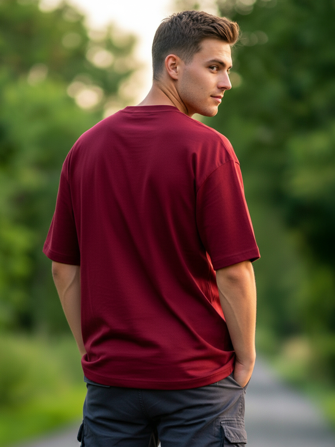 Men Going Maroon Oversized T-Shirt