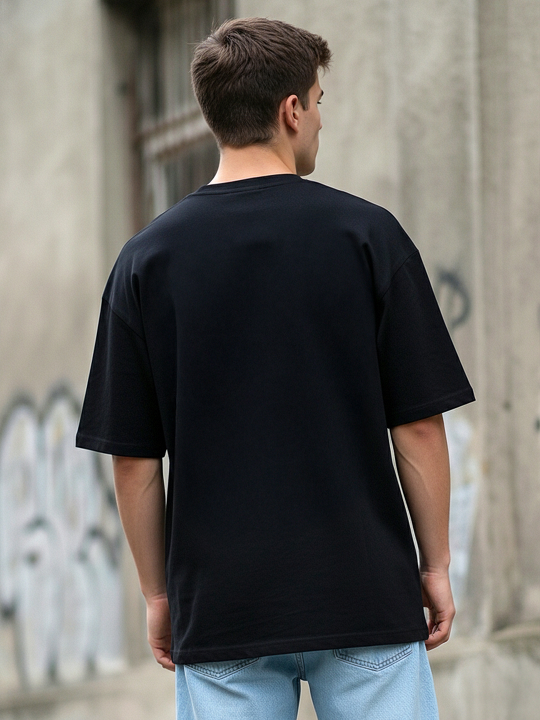 Men Emoji Black Oversized T-Shirt