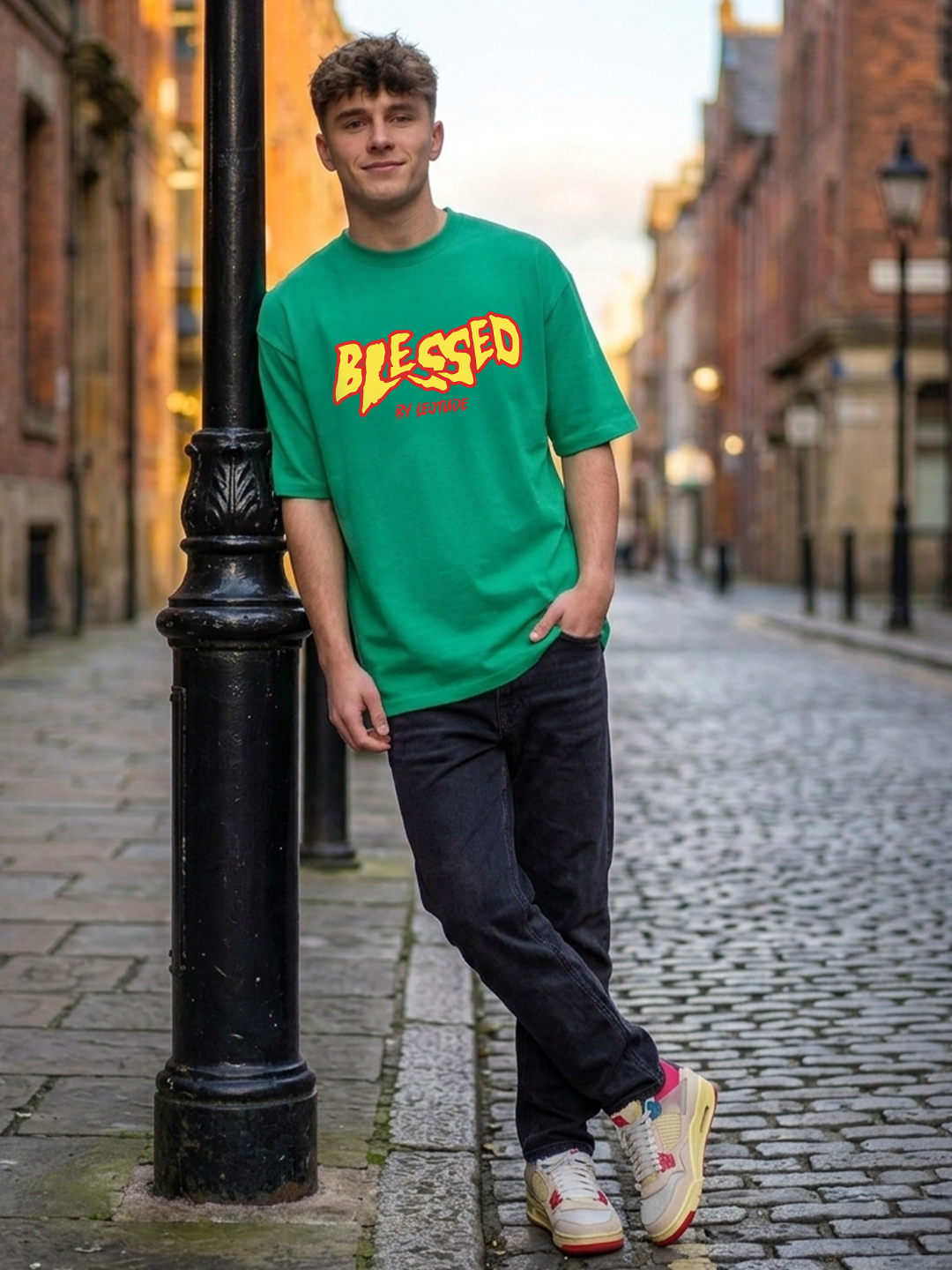 Men Blessed Rama Green Oversized T-Shirt