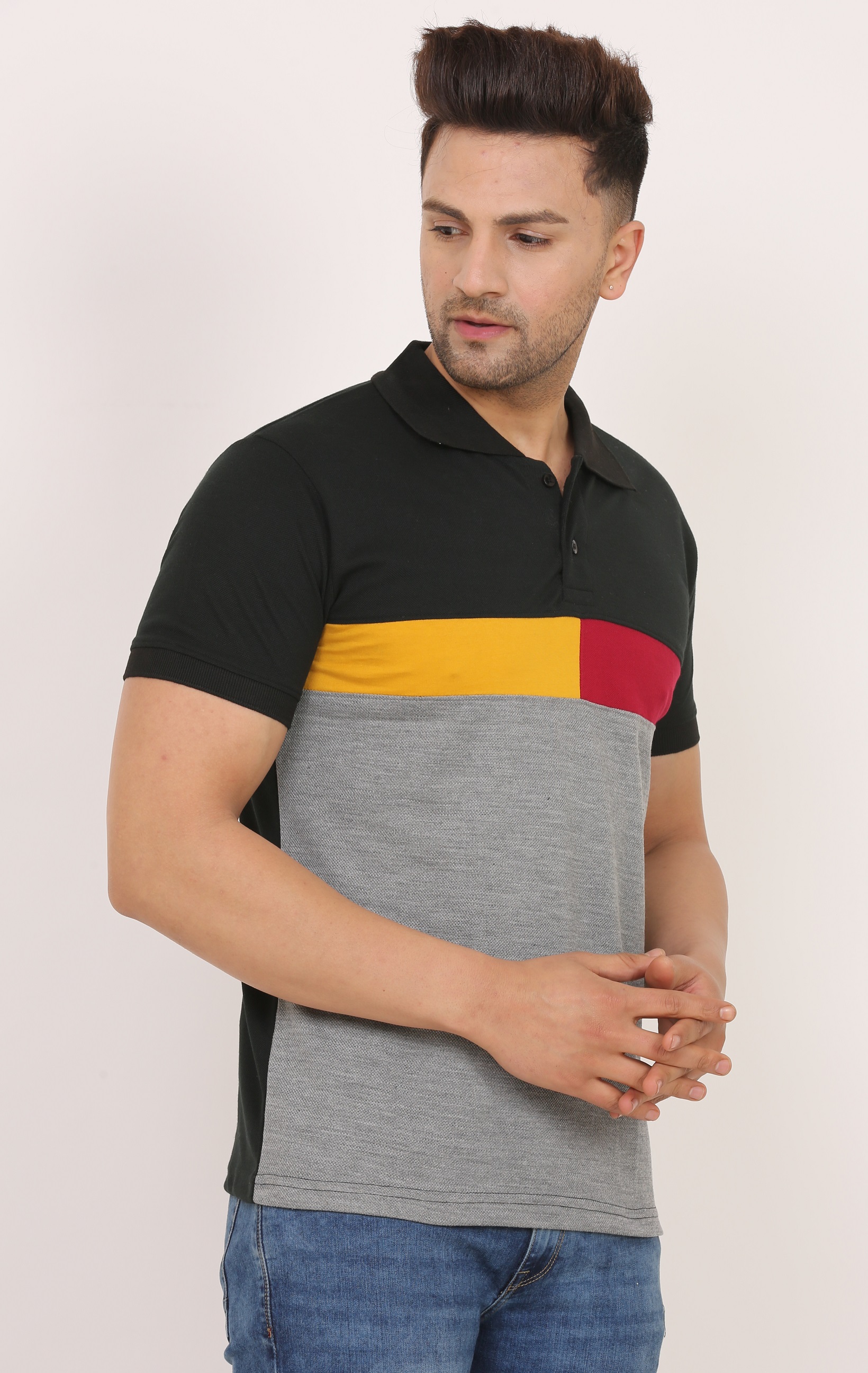 Men Colorblock Polo T-Shirt - Leotude Fashion