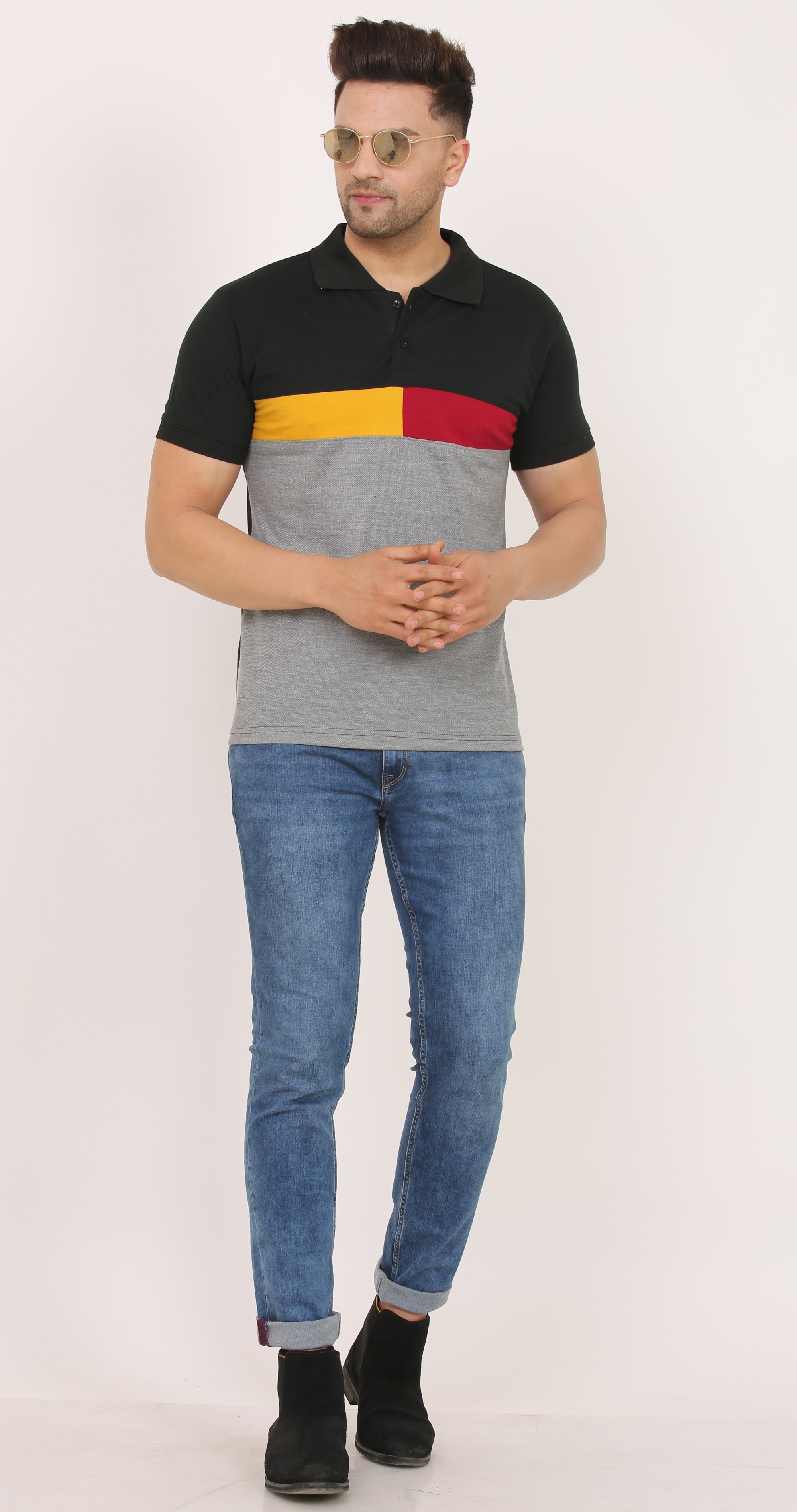 Men Colorblock Polo T-Shirt