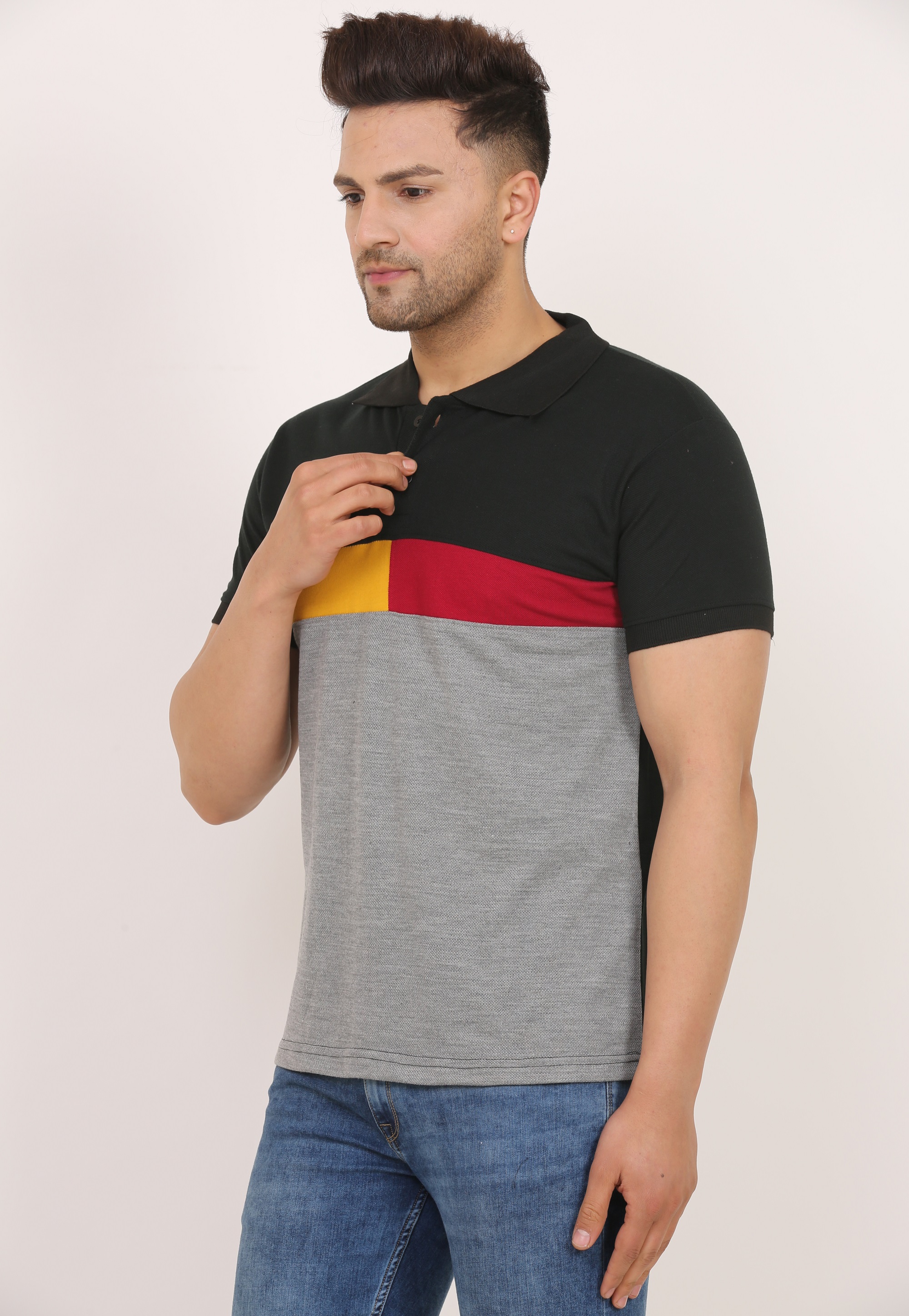 Men Colorblock Polo T-Shirt
