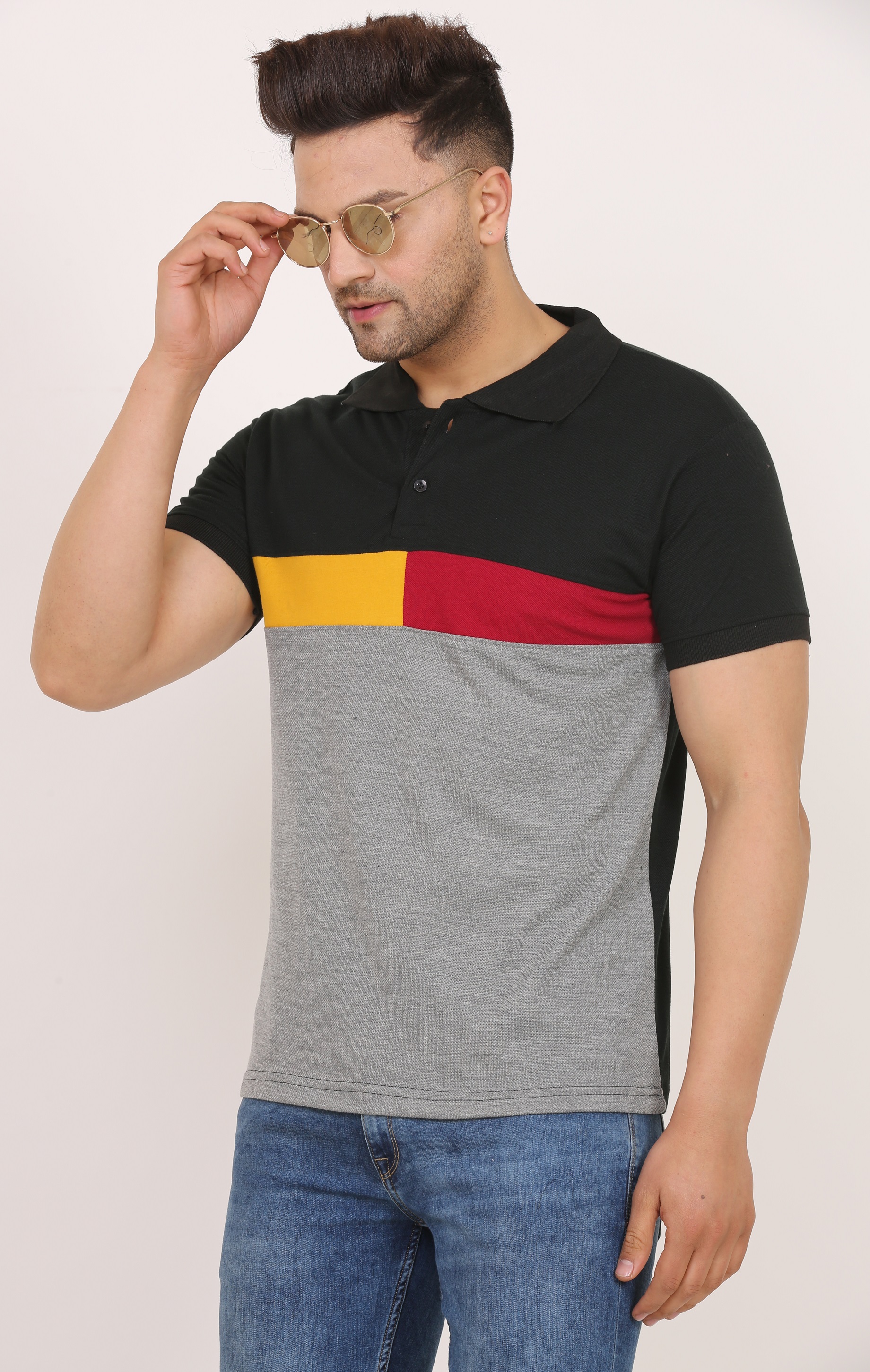 Men Colorblock Polo T-Shirt - Leotude Fashion