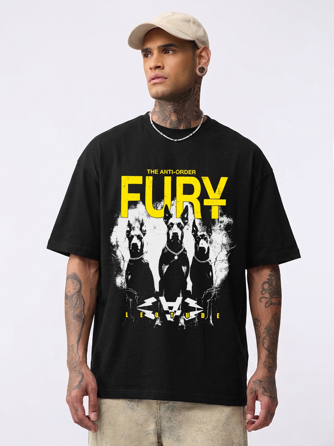 Men FURY Black Oversized T-Shirt