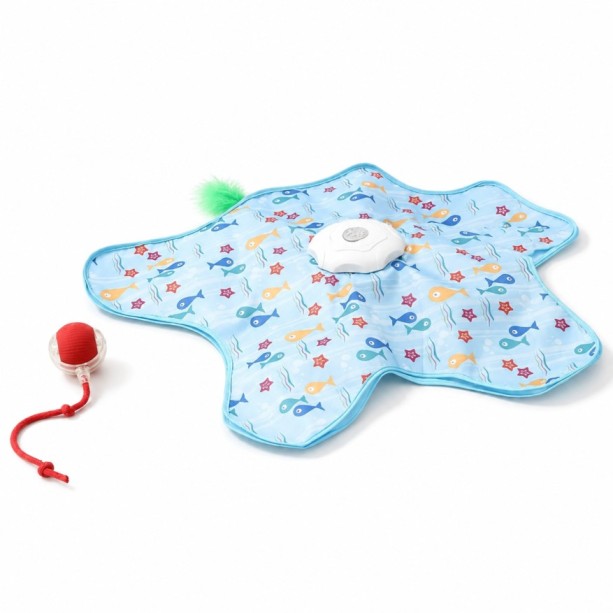 Pawzo Interactive Cat & Dog Toy Combo Pack – Feather Play Mat & Rolling Ball Toy for Indoor Pets