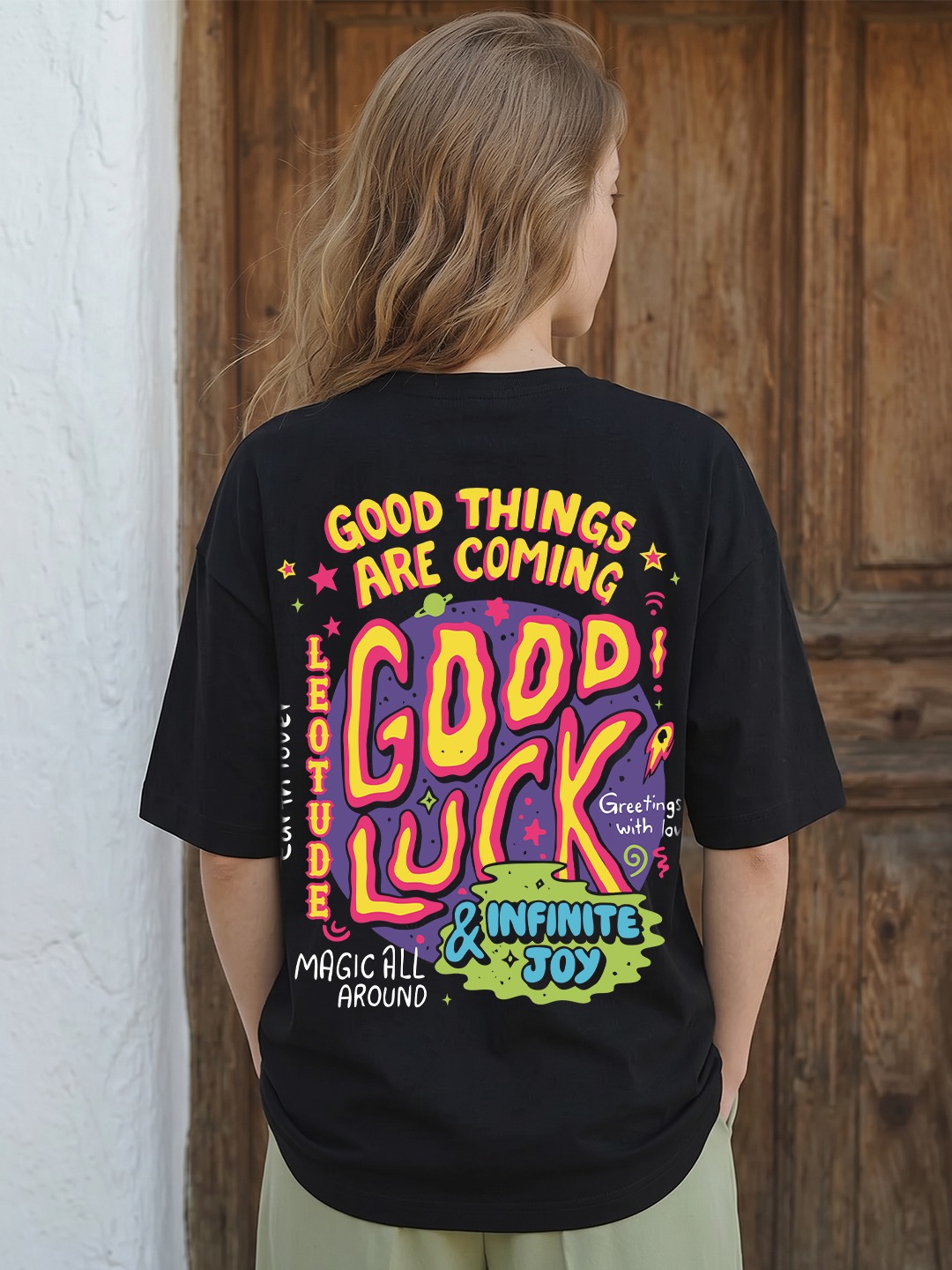 LEOTUDE WOMEN BLACK INFINITE PREMIUM TSHIRT - Leotude Fashion