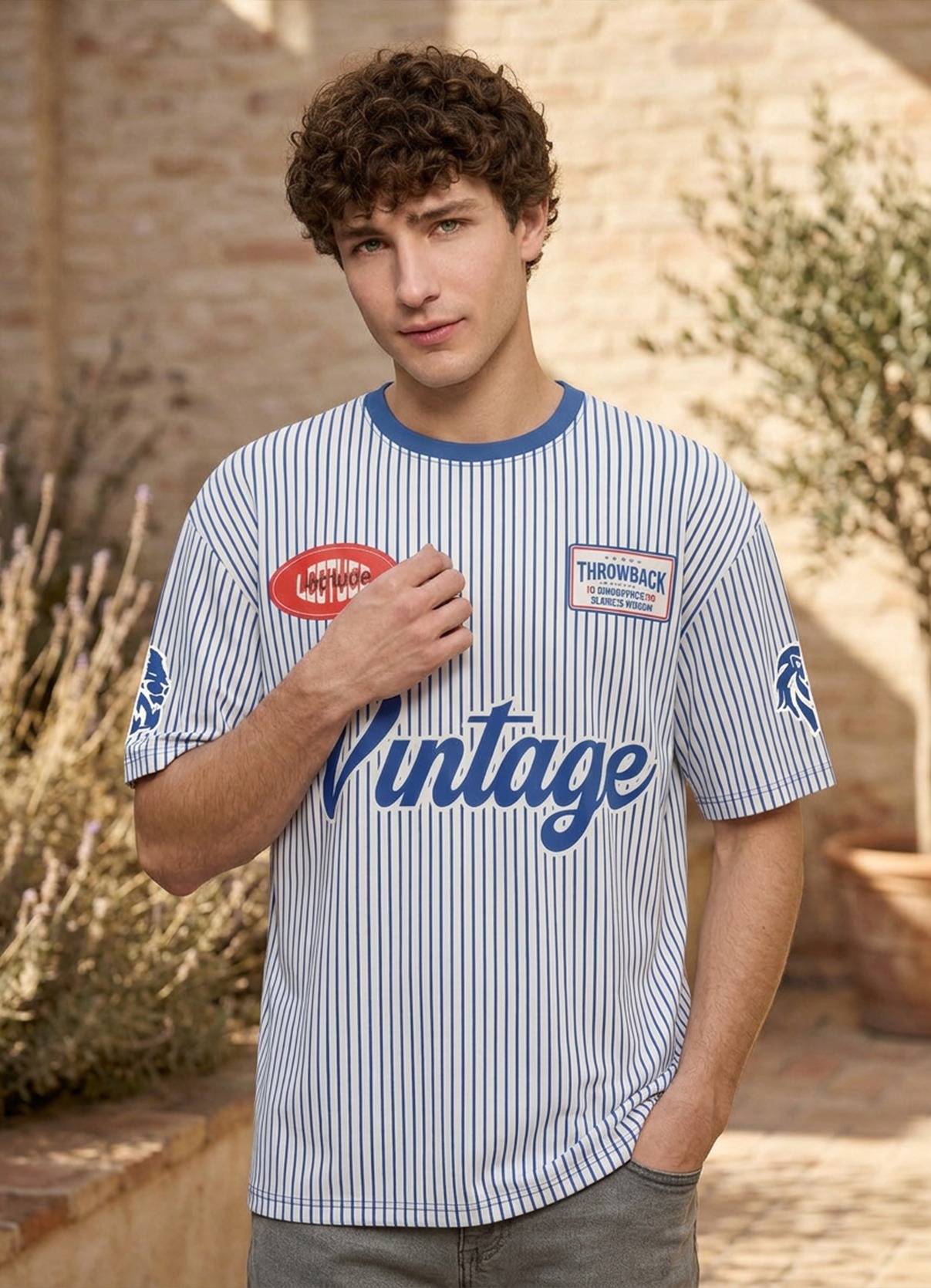 Men TIGER Theme NAVY Oversized T-Shirt - Leotude Fashion