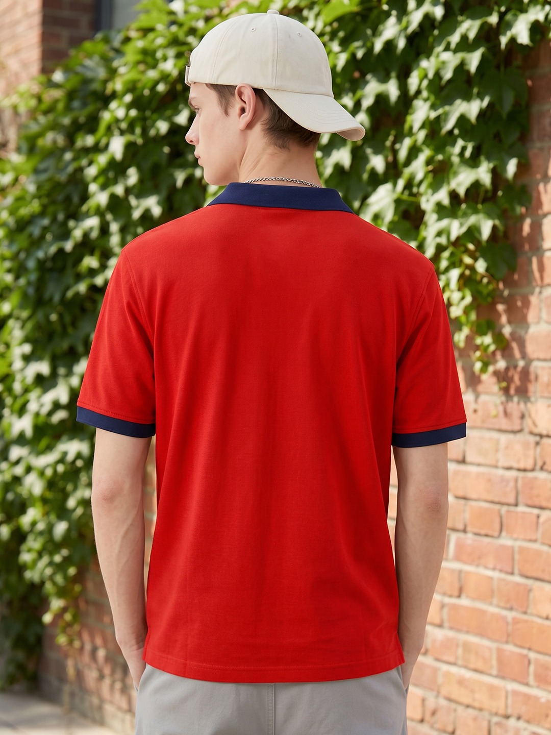 Men Colorblock RED Polo T-Shirt - Leotude Fashion