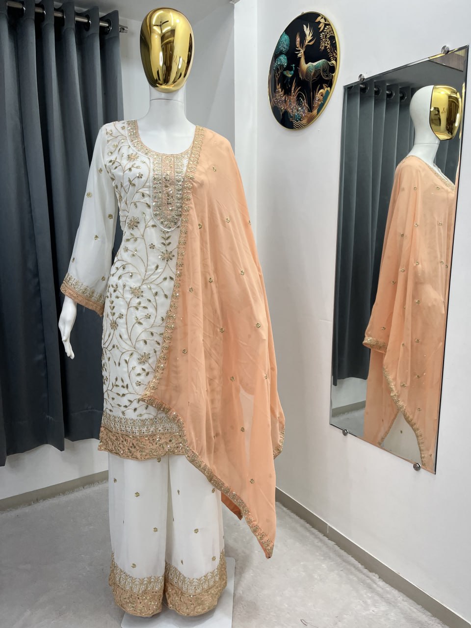 MAVDEE COLLECTION AC-7103 Festival Heavy Embroidery Georgette Kurti With Palazzo And Dupatta Set