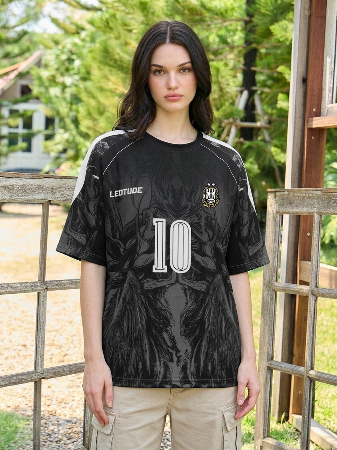 Women Darkbeast Oversized Polyester T-Shirt - Leotude Fashion
