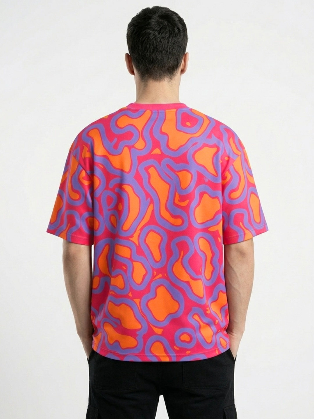 LEOTUDE Men Pink Funkywave Printed oversized Tshirt - Leotude Fashion