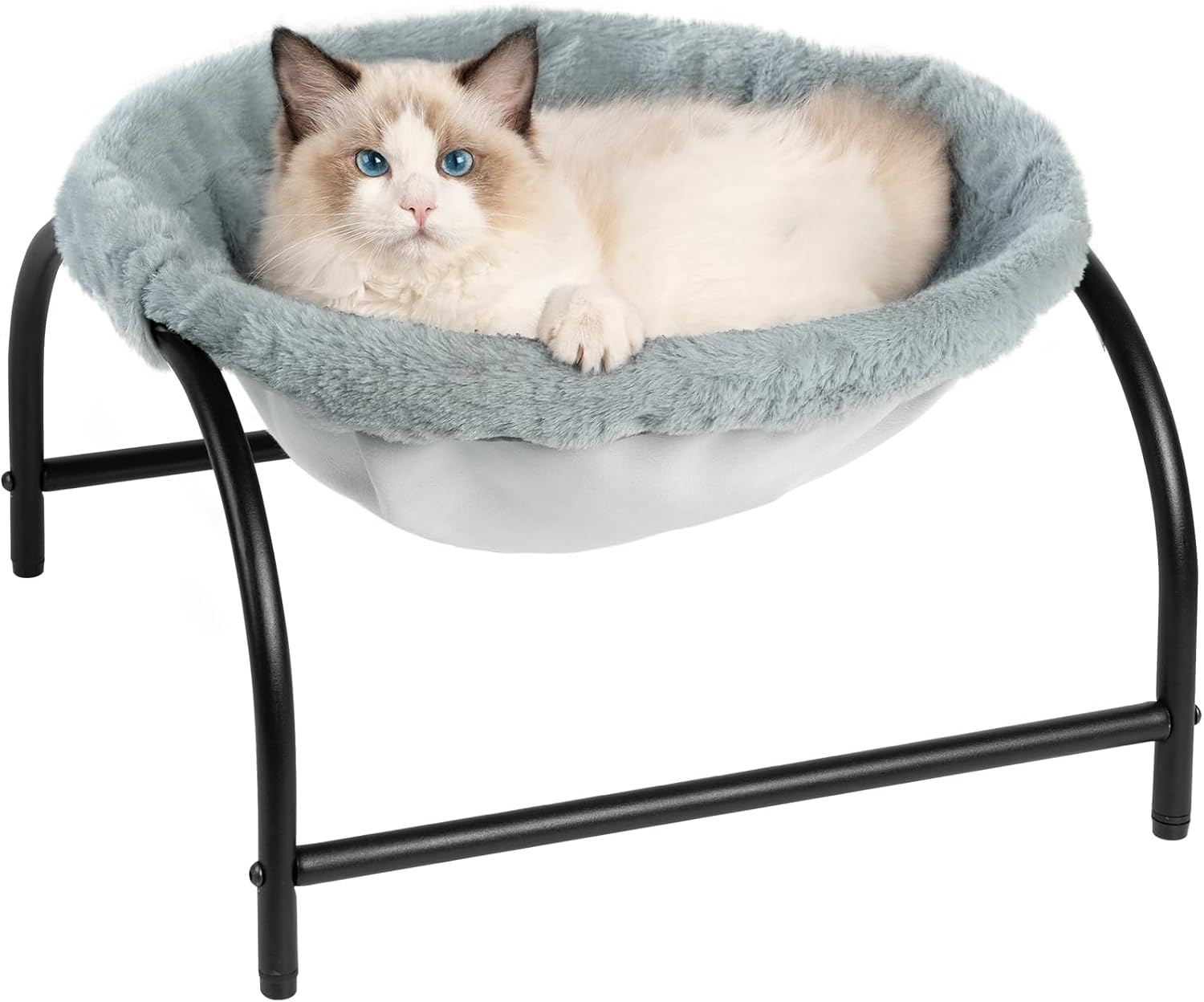 Pawzo Elevated Plush Cat Hammock Bed | Soft Raised Pet Lounge Bed for Cats & Small Pets