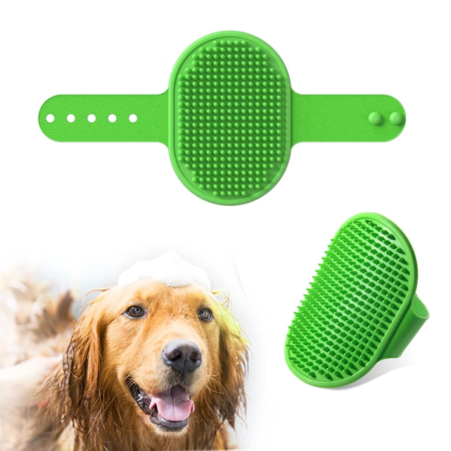 Pawzo Silicone Pet Bath & Grooming Brush | Adjustable Shampoo Massage Brush for Dogs & Cats