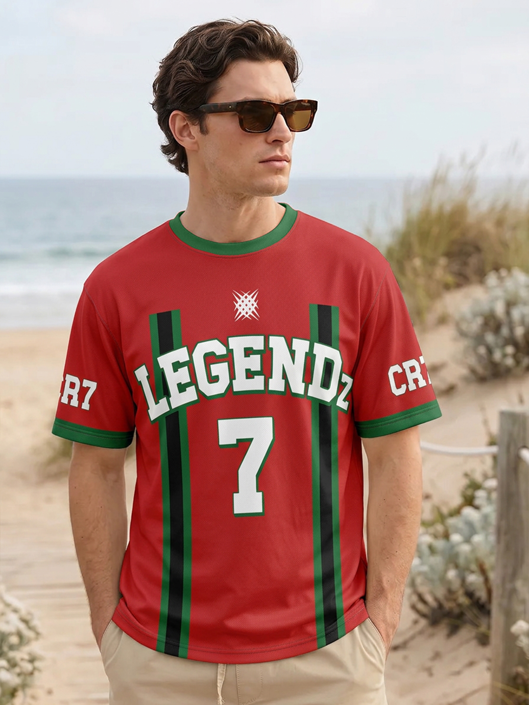 LEOTUDE Men Legends Red Oversized Polyester T-Shirt - Leotude Fashion