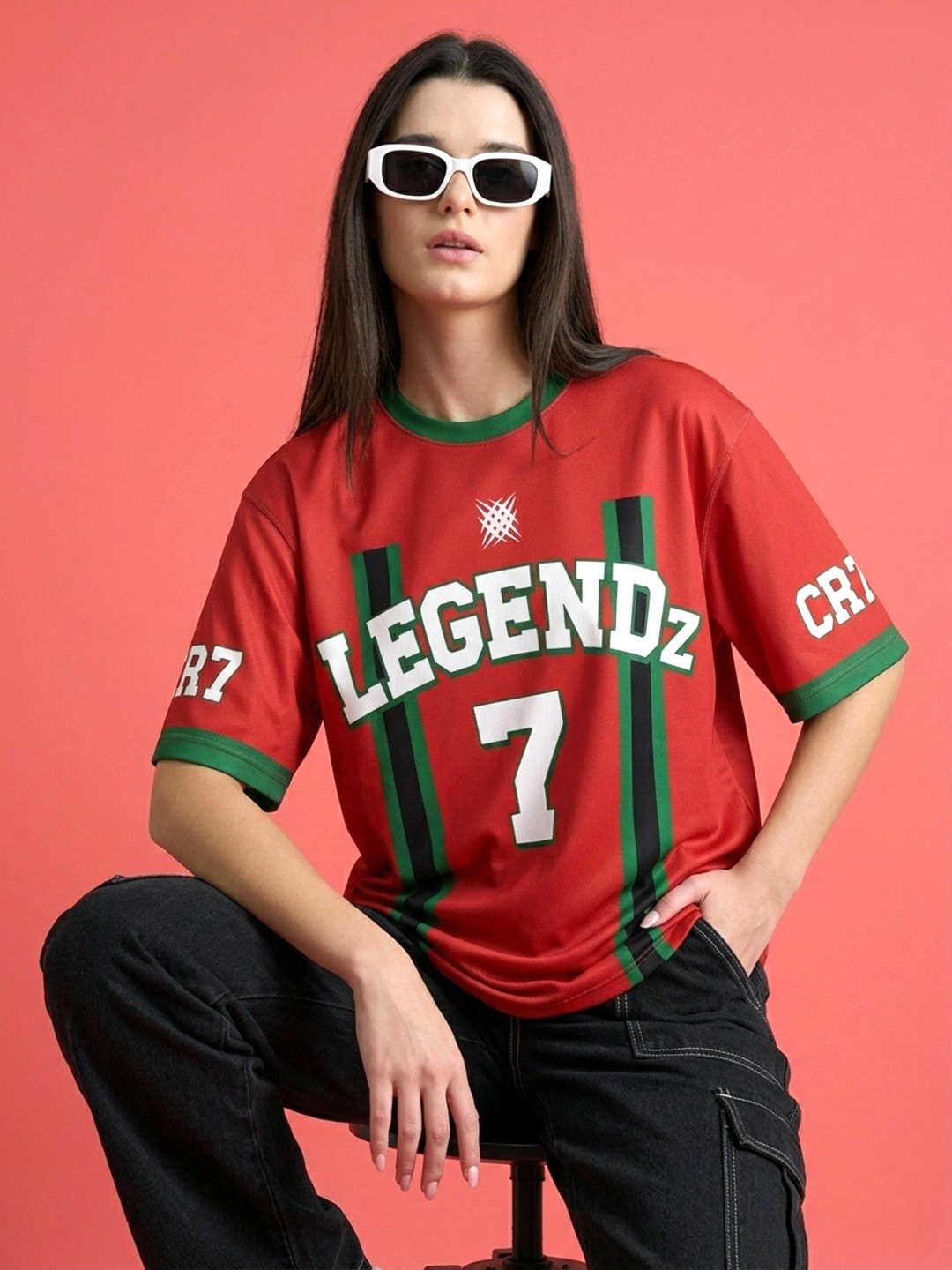 LEOTUDE Women Legends Red Printed oversized Tshirt - Leotude Fashion