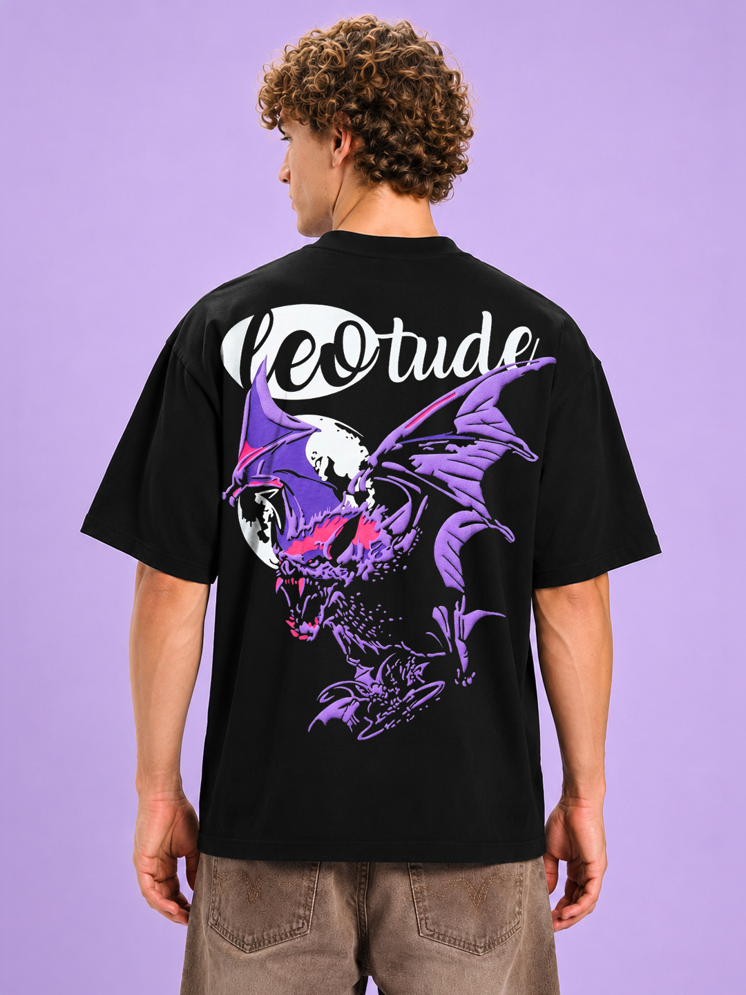 Leotude Men Oversized Premium Black Bat T-shirt - Leotude Fashion