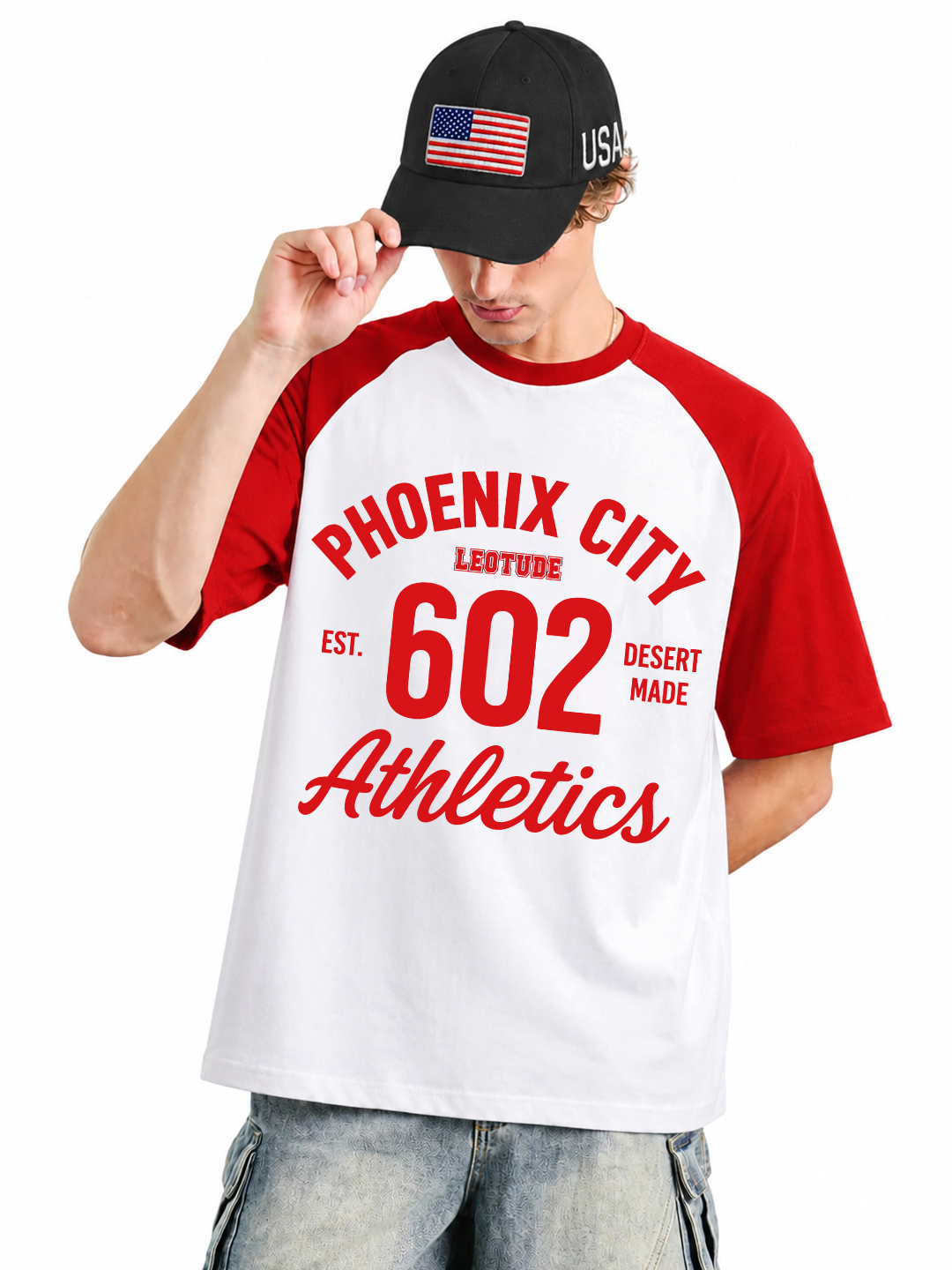 Leotude Men Oversized Printed T-Shirt | Half Sleeve Round Neck | Phoenix Graphic | Red - Leotude Fashion