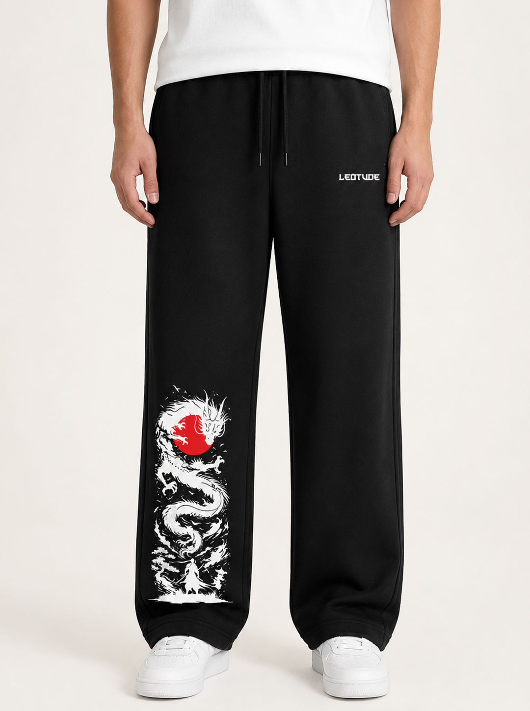 LEOTUDE Men Premium Printed Track Pant | Regular Fit | Cotton | Drawstring Waist | Side Pockets | Black Dragon - Leotude Fashion