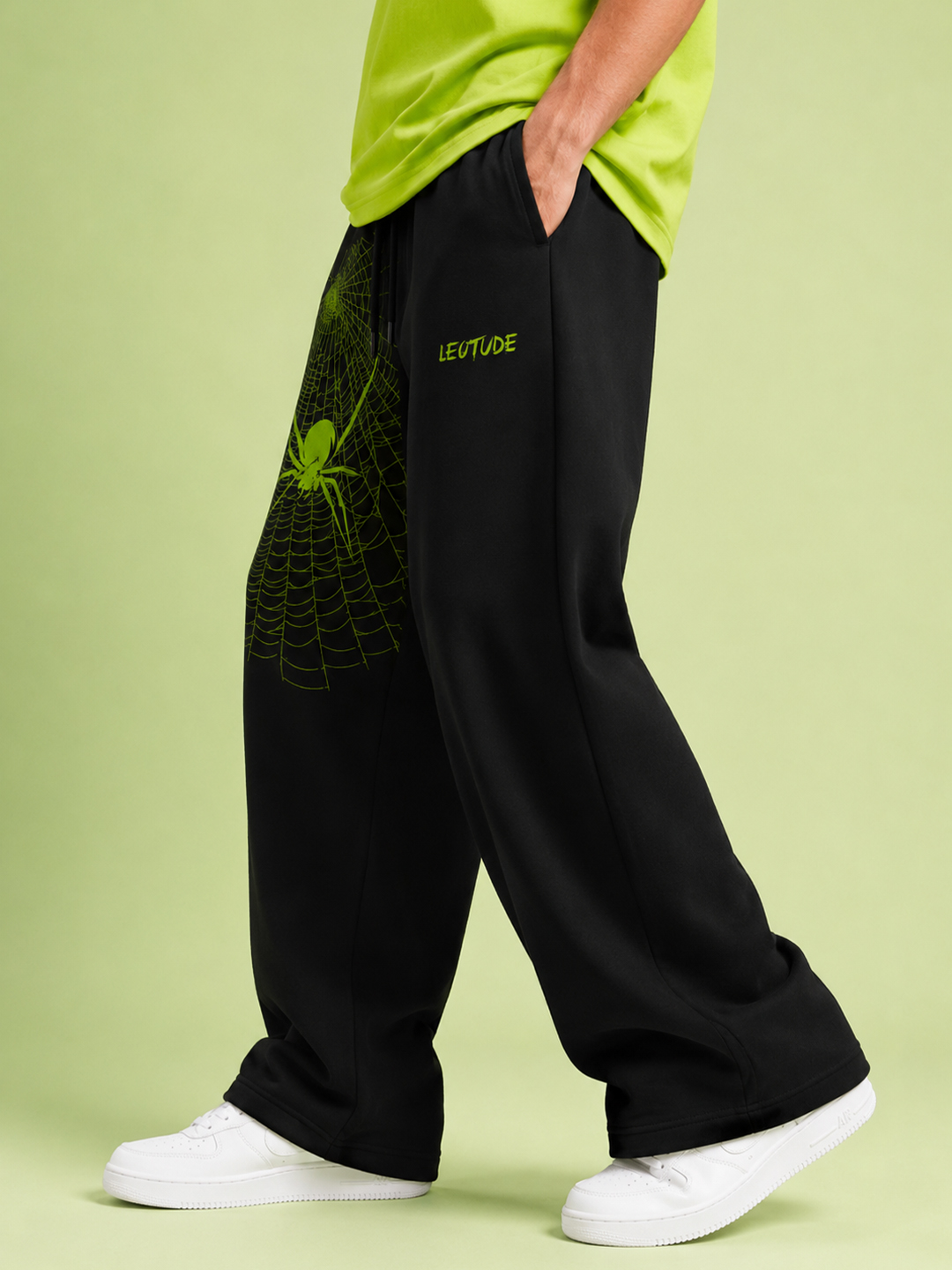 LEOTUDE Men Premium Printed Track Pant | Regular Fit | Cotton | Drawstring Waist | Side Pockets | Black Spider - Leotude Fashion