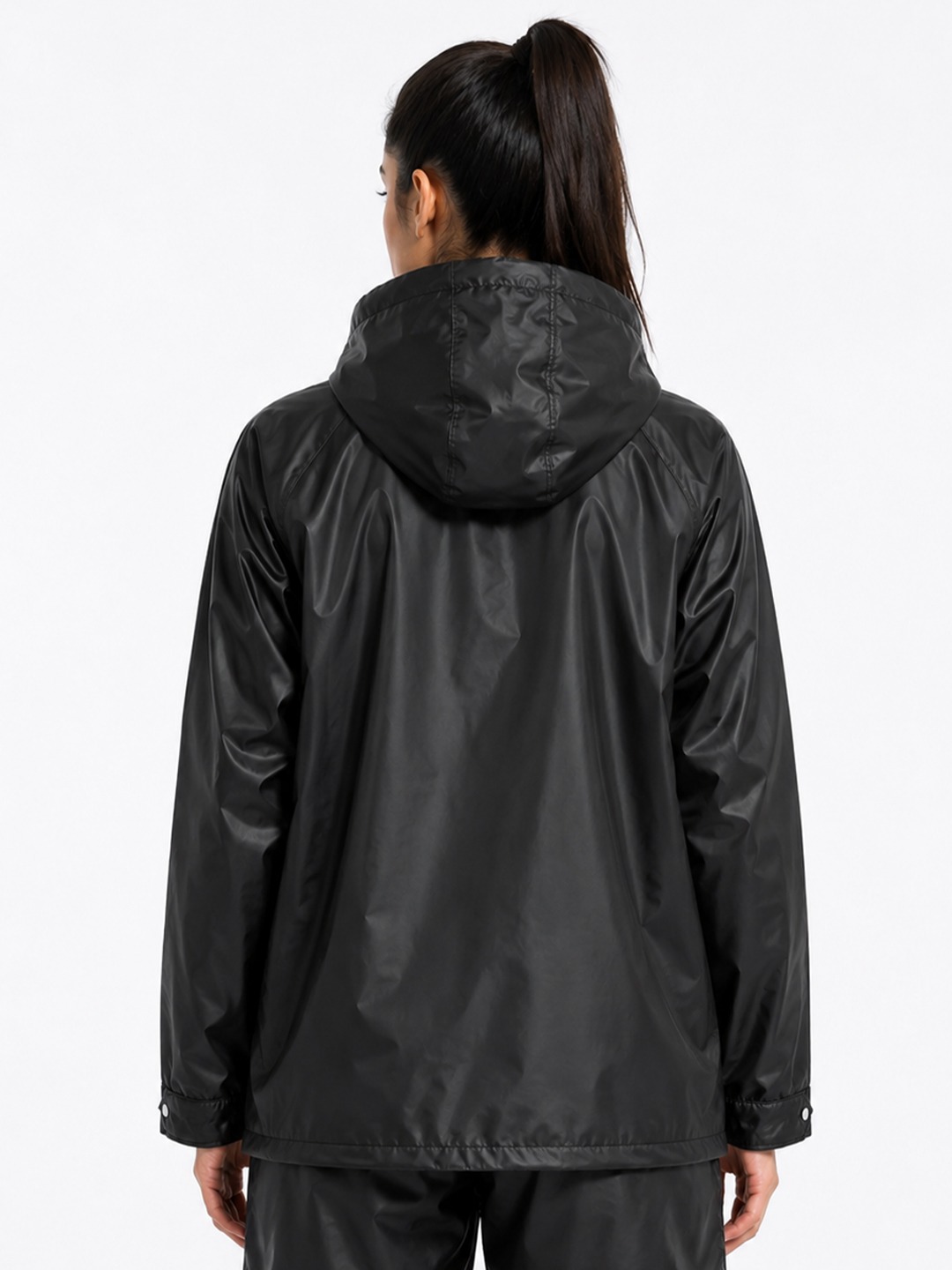 Women's Waterproof Raincoat with Hood | Full Sleeve | Lightweight | Free Size | Black - Leotude Fashion