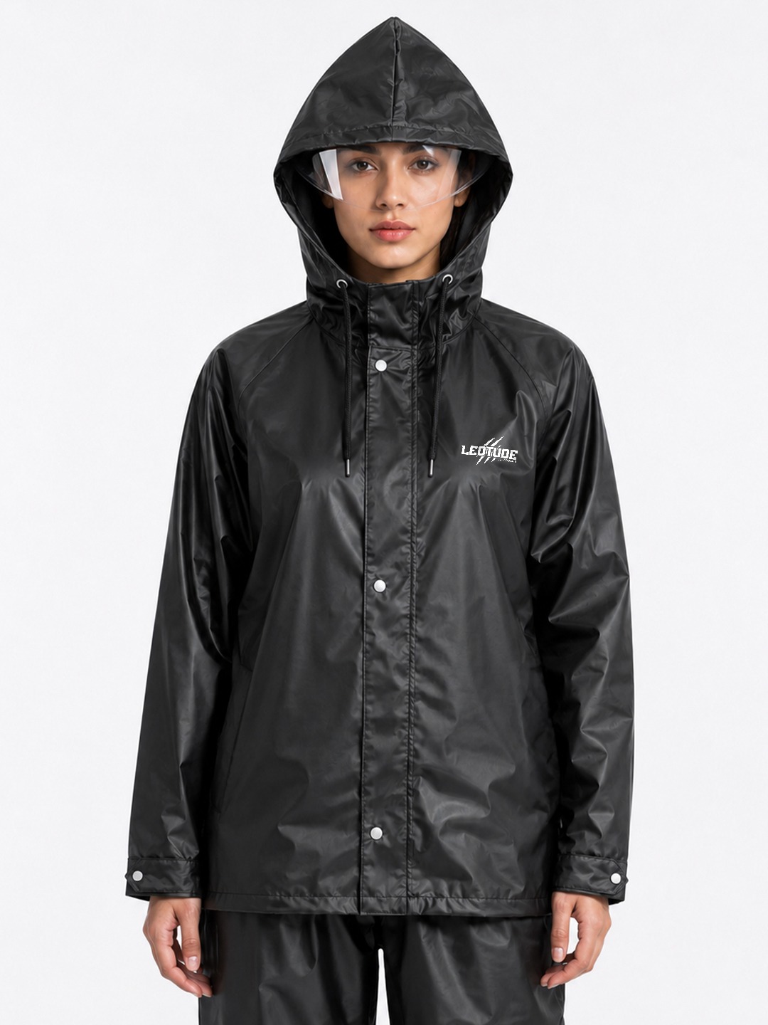 Women's Waterproof Raincoat with Hood | Full Sleeve | Lightweight | Free Size | Black - Leotude Fashion