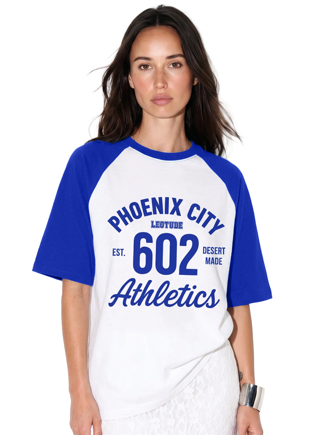 Leotude Women Oversized Printed T-Shirt | Half Sleeve Round Neck | Phoenix Graphic | Blue - Leotude Fashion