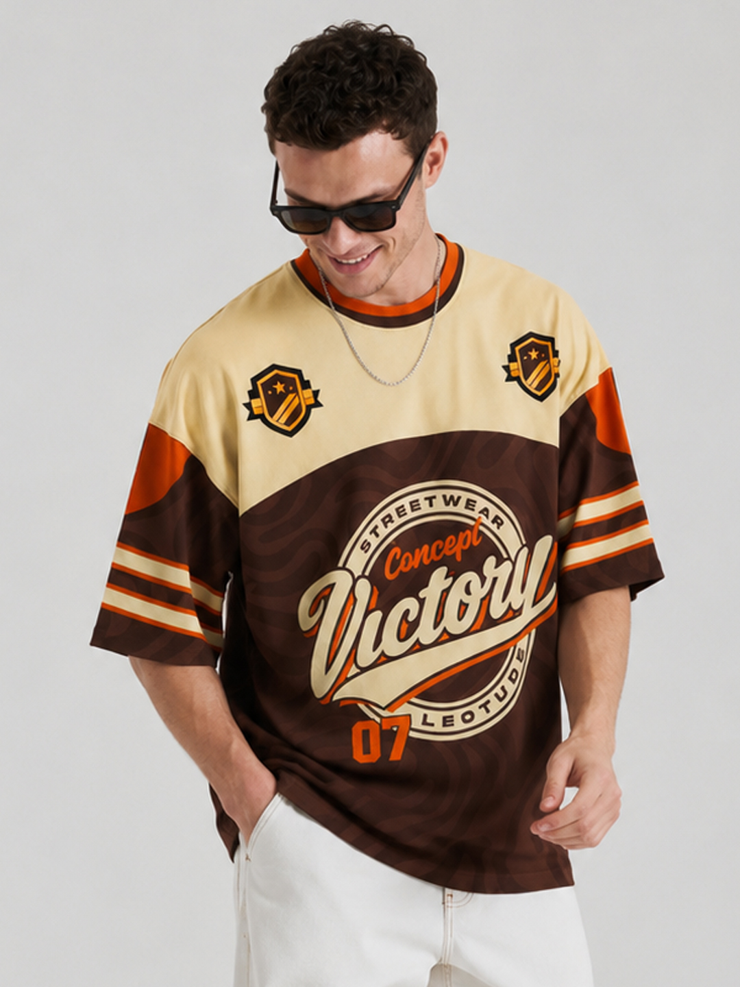 Men Brown Victory  Oversized Polyester T-Shirt - Leotude Fashion