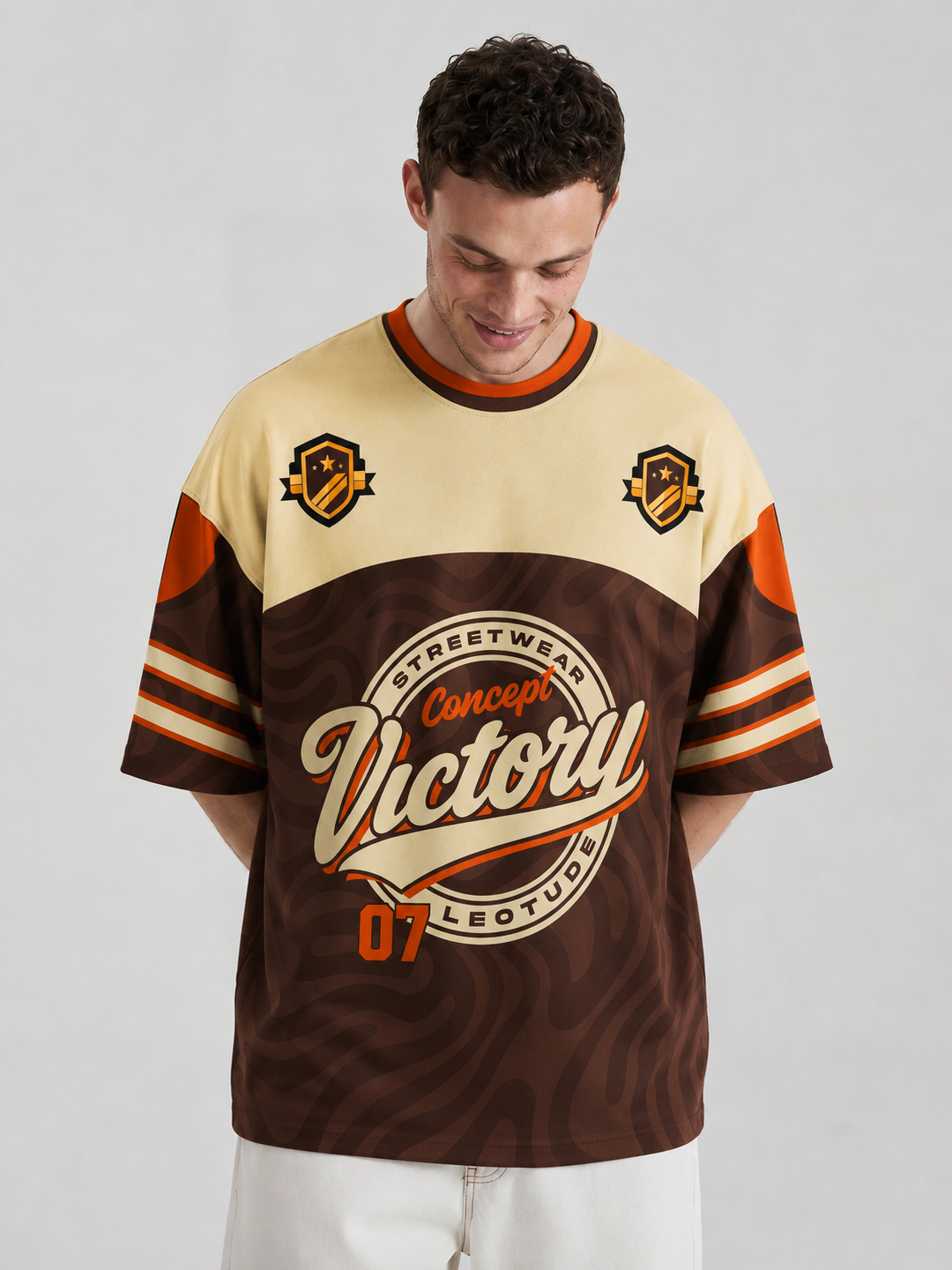 Men Brown Victory  Oversized Polyester T-Shirt - Leotude Fashion