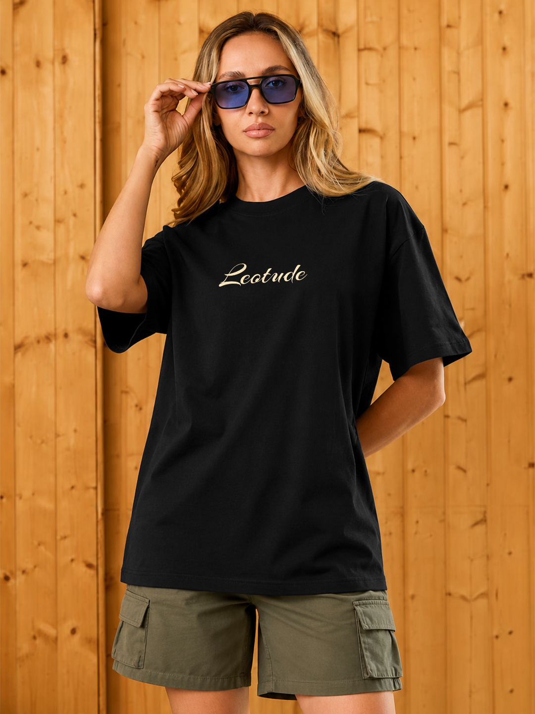 Women Oversized Printed T-Shirt | Black Bear | Half Sleeve Round Neck Streetwear Tee - Leotude Fashion