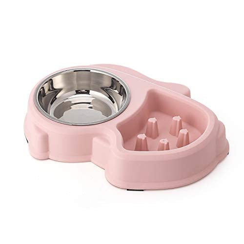 Pawzo Slow Feed Dog & Cat Bowl | 2-in-1 Stainless Steel Pet Feeding Bowl with Water Dish