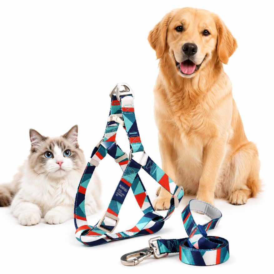 Pawzo Adjustable Pet Harness & Leash Set for Dogs & Cats | Soft Breathable No-Pull Vest Harness