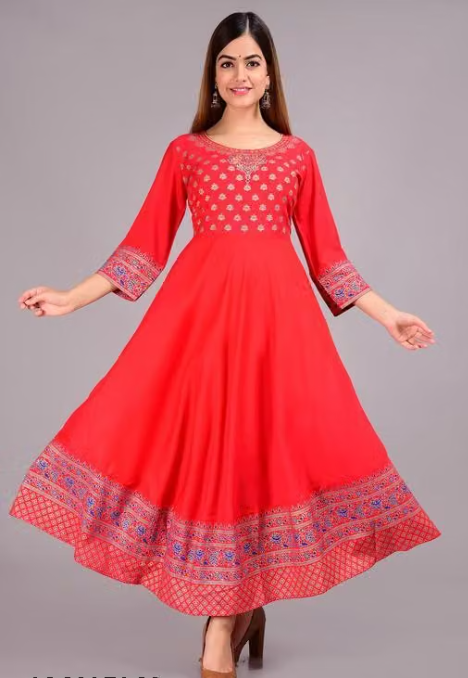 Women Rayon Anarkali Kurti