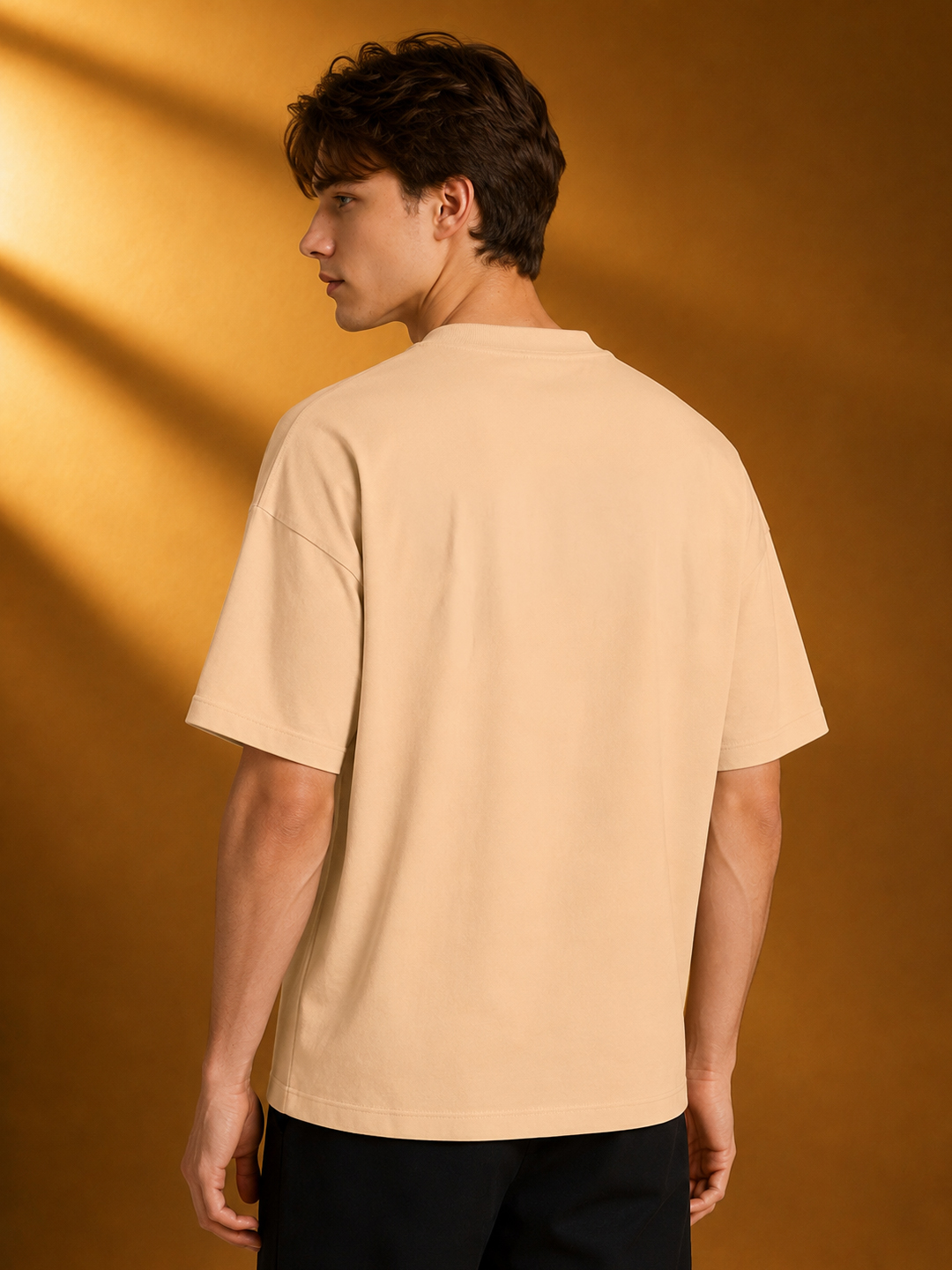 Men Oversized Printed T-Shirt | Beige Dope Printed | Half Sleeve Round Neck Streetwear Tee - Leotude Fashion