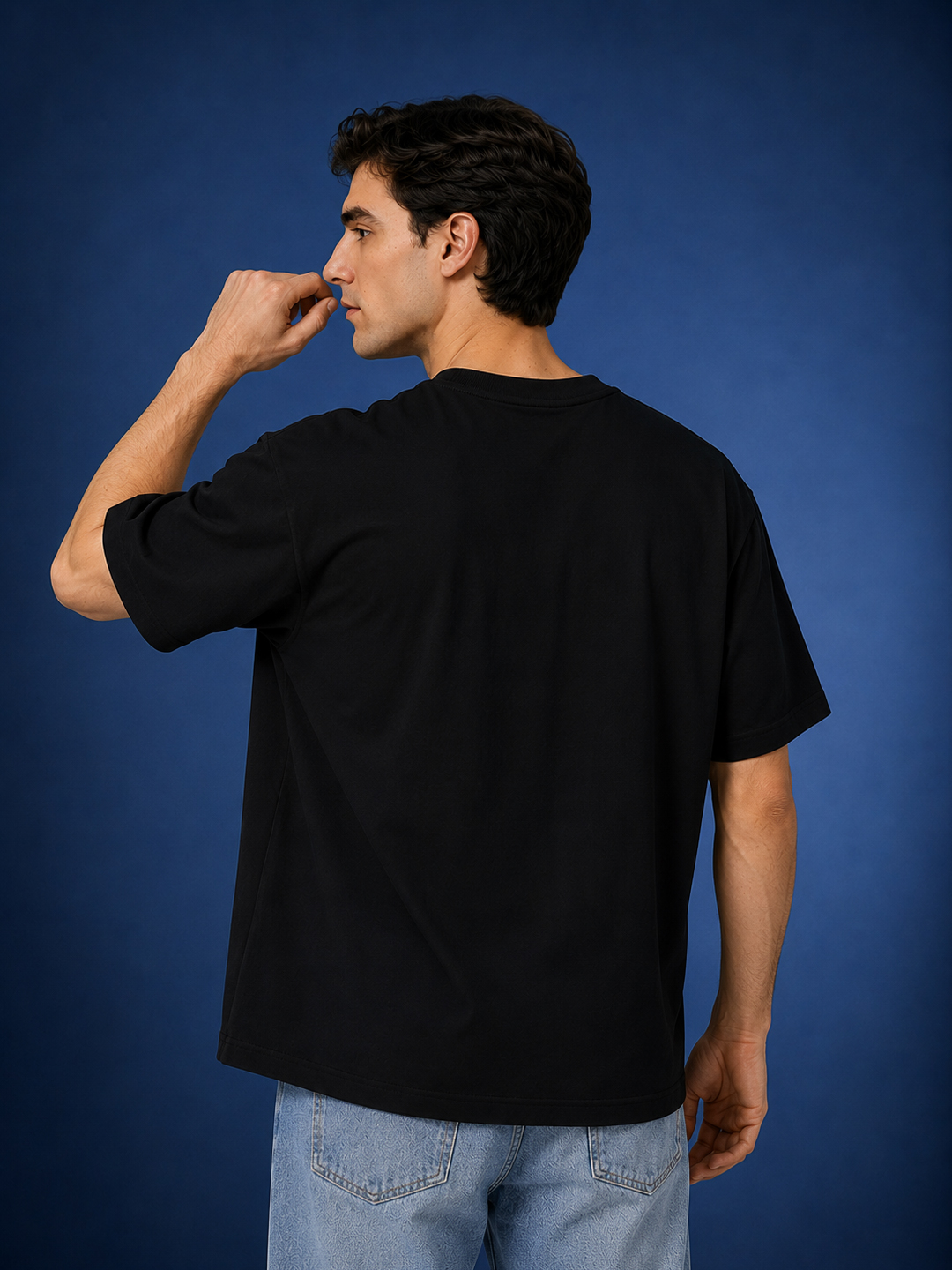 Men Oversized Printed T-Shirt | Black Nectar Graphic | Half Sleeve Round Neck Streetwear Tee - Leotude Fashion