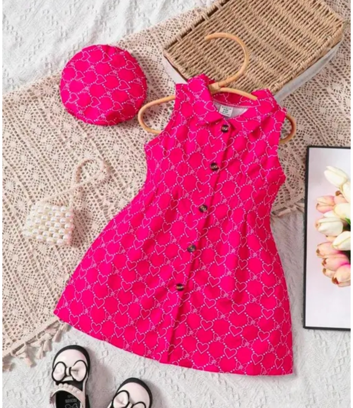 Trending pink midi dress frock for girls