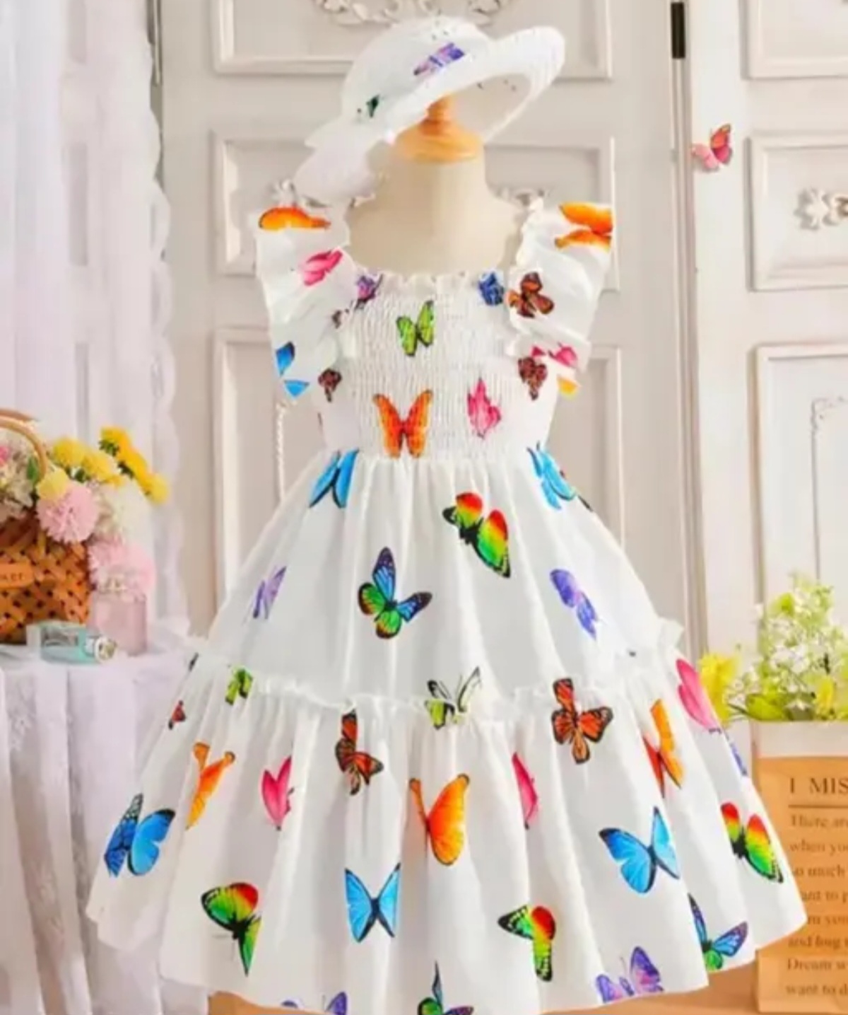 Butterfly printed dress for girls frocks for kid girl
